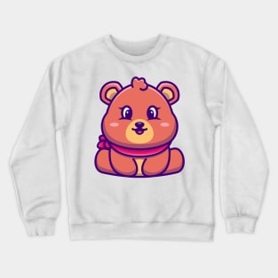 Cute baby bear sitting cartoon illustration Crewneck Sweatshirt